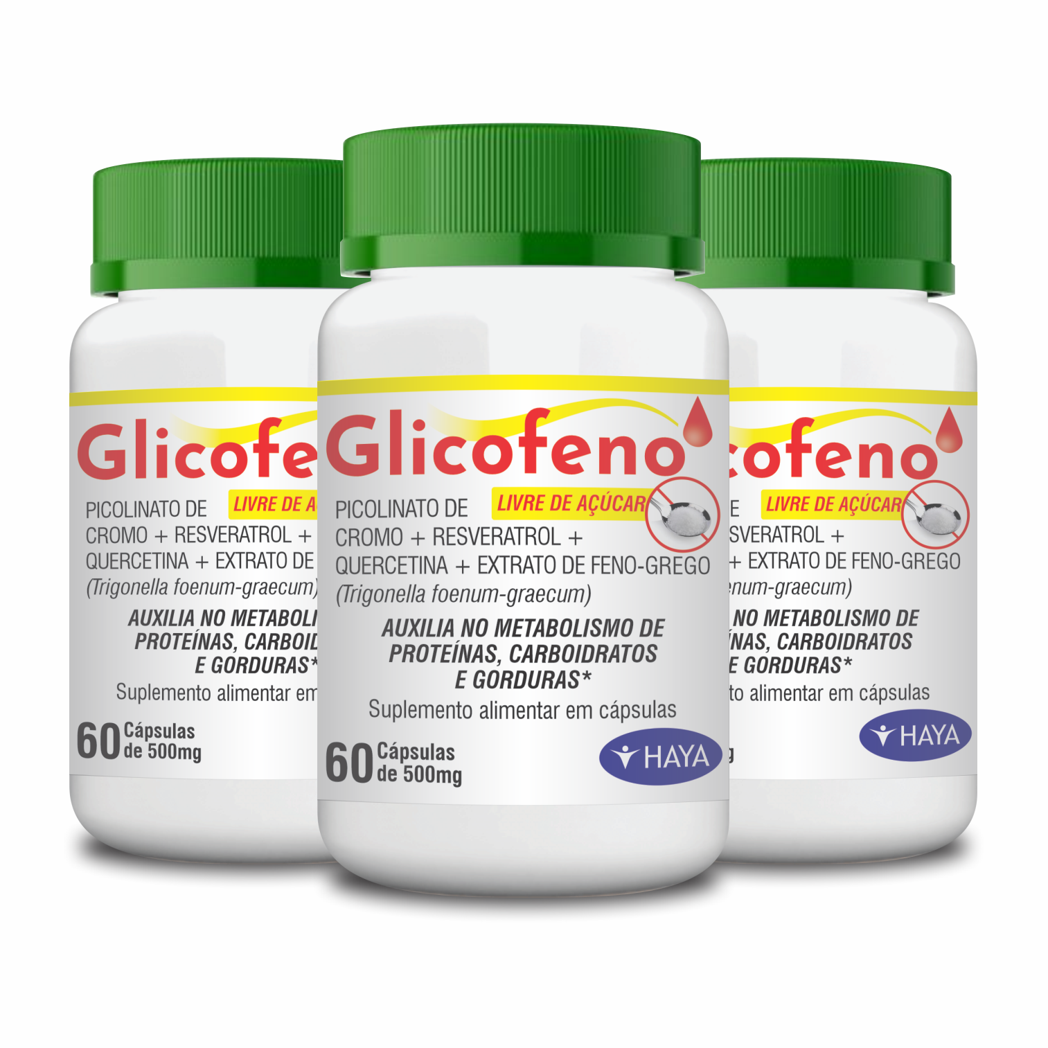 Kit com 3 unidades - Glicofeno Caps - 60 Cápsulas